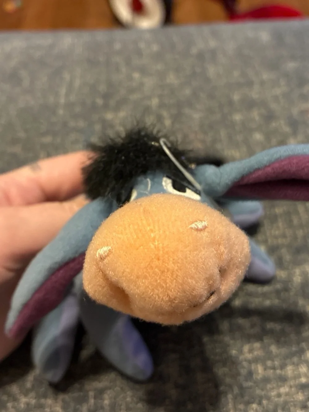 Disney Eeyore Plush Keychain - Blue with Pink Accents